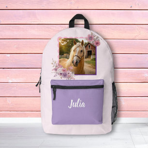 Girls Pretty Ponies Pastel Floral Horse Backpack