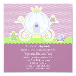 Girl's princess birthday party carriage invitation
