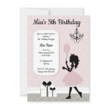 Girls Princess Invite, Tea party Invitation