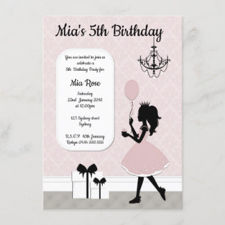 Girls Princess Invite, Tea party Invitation