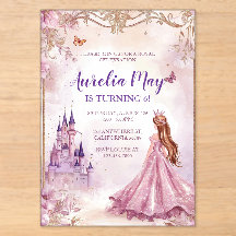 Girls Princess Pink Gold Acrylic Invitation