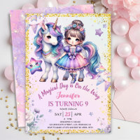 Girls Princess Unicorn 9th Birthday Purple Gold