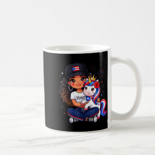 Girls princess unicorn boricua flag toddler puerto coffee mug