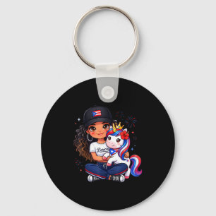 Girls Princess Unicorn Boricua Flag Toddler Puerto Key Ring