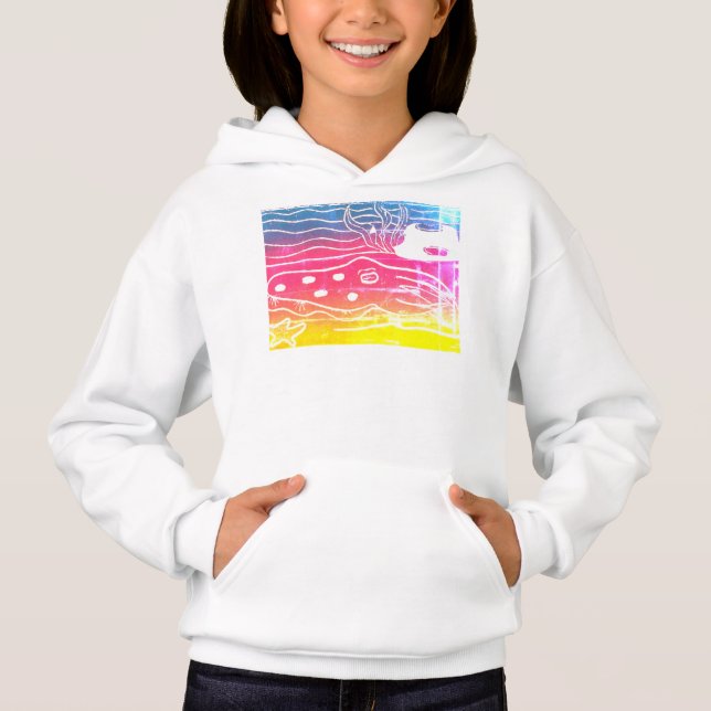 Girls Pullover Hoodie Rainbow Cuttlefish (Front)