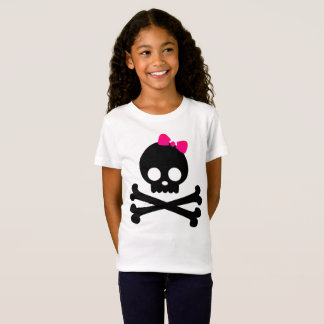 Girl's Punky Skull White Jersey T-Shirt