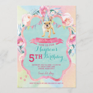 Girl's Puppy Dog Birthday Party Invitations