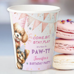 Girls Puppy Lets Pawty Birthday Paper Cups