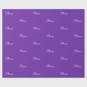 Girls Purple Custom Name Gift Wrapping Paper