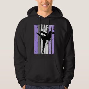Girls Purple Distressed Believe Karate Girl Black  Hoodie