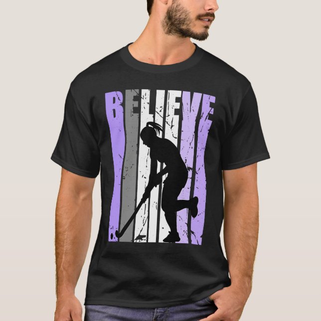 Girls Purple Distressed Believe Loves Team Girl In T-Shirt (Front)