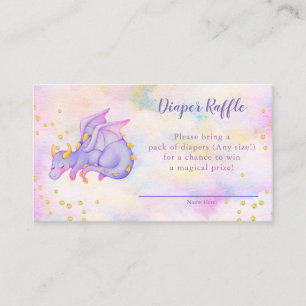 Girls Purple Dragon Diaper Raffle Baby Shower Enclosure Card
