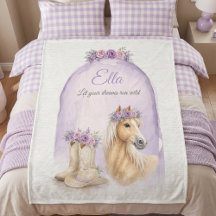 Girls Purple Floral Horse