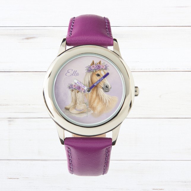 Girls Purple Floral Horse Watch (Creator Uploaded)