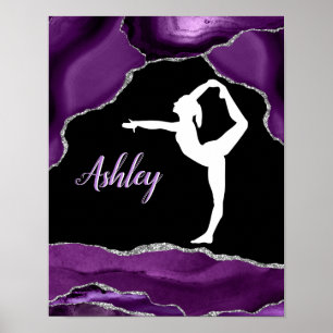 Girls Purple Glitter Gymnastics Dance or Cheer   Poster