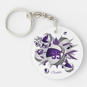 girls purple grey basketballs stars  key ring
