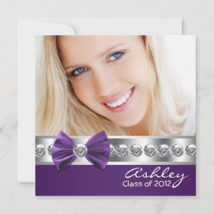 Girls Purple Photo Graudation Announcements