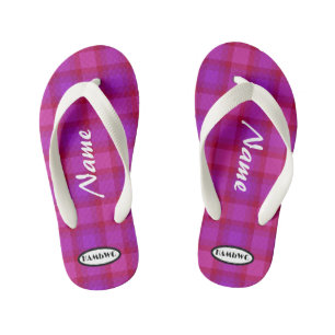 Girl's Purple Plaid  HAMbWG Flip Flops