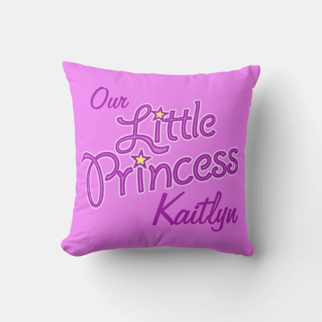 Girls purple star princess name & photo pillow (Front)