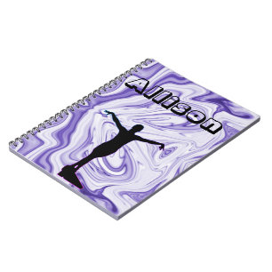 Girls Purple White Marble Balance Beam Gymnastics Notebook