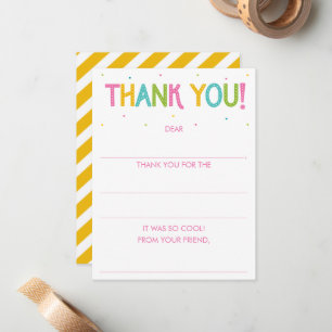 Girls Rainbow Fill In The Blank Thank You Note Car Card