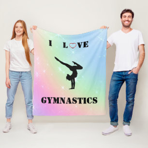 Girls Rainbow "I Love Gymnastics" Fleece Blanket