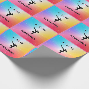 Girls Rainbow "I Love Gymnastics" Wrapping Paper