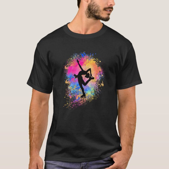 Girls Rainbow Ice Dancing Silhouette Female Figure T-Shirt (Front)