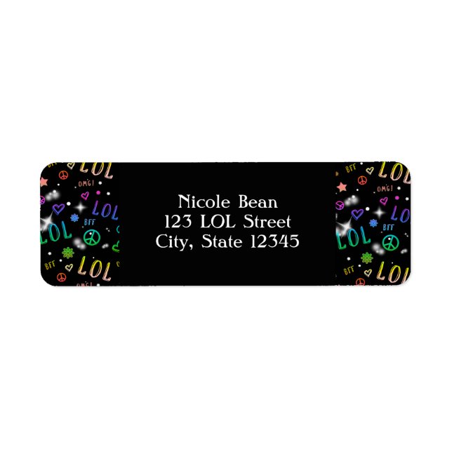 Girls Rainbow LOL Birthday Party Address Labels (Front)
