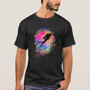 Girls Rainbow Scuba Diver Deep Sea Diving Silhouet T-Shirt