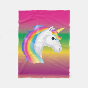 Girls Rainbow Unicorn Fleece Blanket