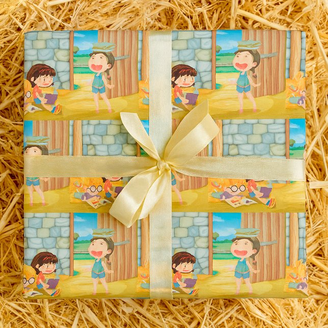 Girls Reading In A Barn Wrapping Paper (Creator Uploaded)