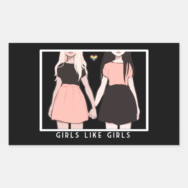 girls rectangular sticker (Front)
