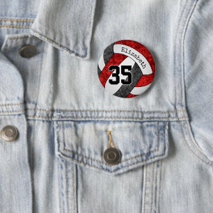 girls red black volleyball team colours custom 6 cm round badge
