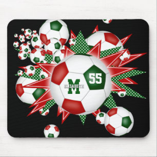 girls red green black soccer ball blowout mouse pad