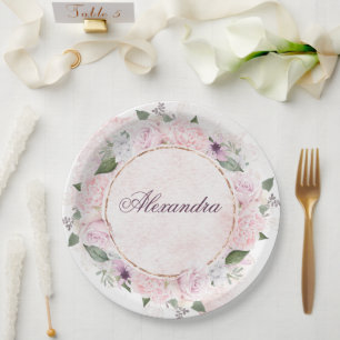 Girls Religious Celebration Pink Roses   Paper Plate