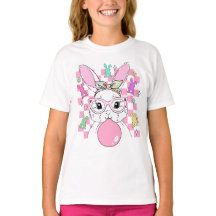 Girls Retro Chequered Pink Easter Bunny