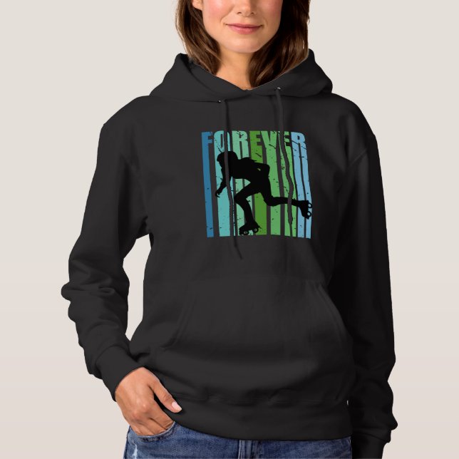 Girls Retro Forever Roller Skating Bday Roller Gir Hoodie (Front)