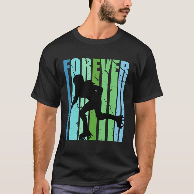 Girls Retro Forever Roller Skating Bday Roller Gir T-Shirt (Front)