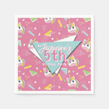 Girls Retro Pink Unicorn Birthday