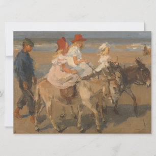 Girls Riding Donkeys on the Beach Card
