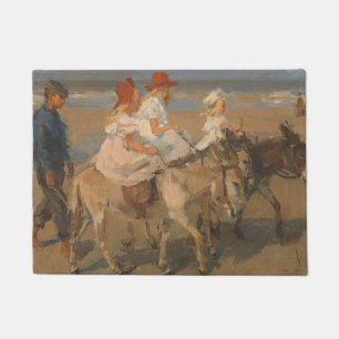 Girls Riding Donkeys on the Beach (Isaac Israels) Doormat
