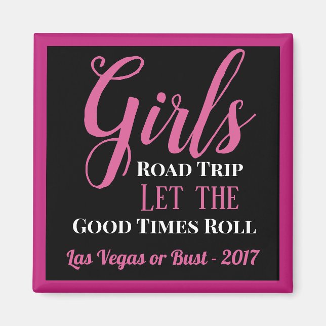 Girl's Road Trip Personalised Magnet (Front)