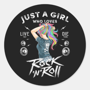 Girls Rock and Roll Music Graphic Novelty Cool Classic Round Sticker