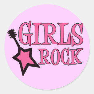 Girls Rock! Classic Round Sticker
