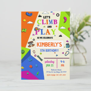 Girls Rock Climbing Birthday Party Invitation