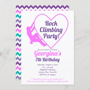Girls Rock Climbing Birthday Party Invitation