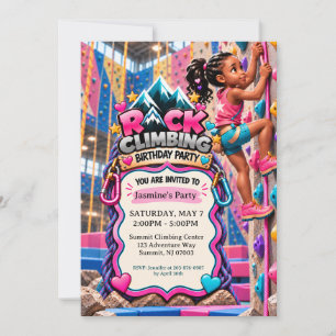 Girls Rock Climbing Birthday Party Invitation