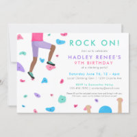 Girls Rock Climbing Birthday Party Invitation