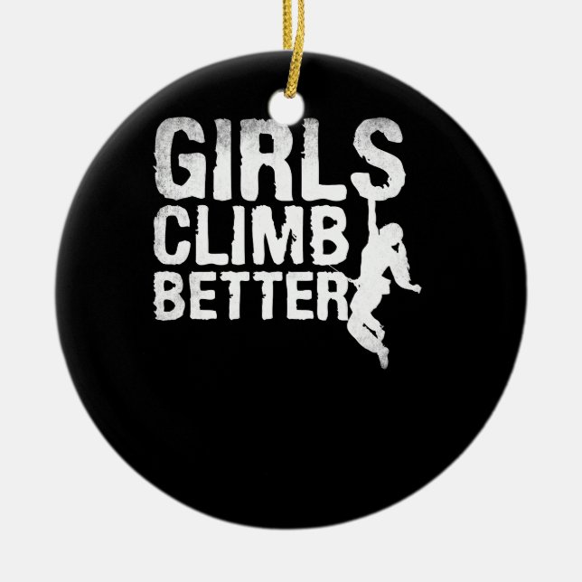Girls Rock Climbings for Kids Hiking Mountain Ceramic Ornament (Front)